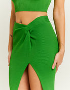 Tally Weijl Green Knitted Long Skirt Green back view