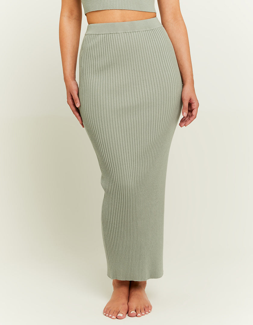 Tally Weijl Knit Skirt With Side Slit Green front view