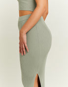 Tally Weijl Knit Skirt With Side Slit Green detail view