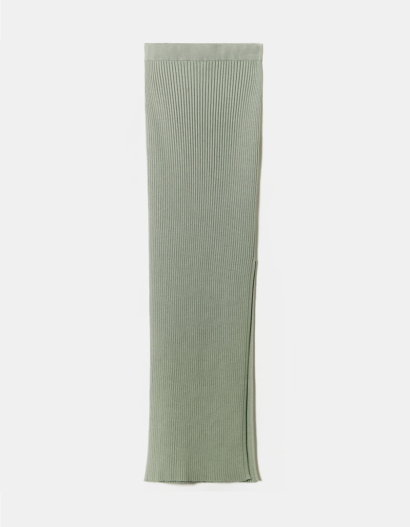 Tally Weijl Knit Skirt With Side Slit Green side view