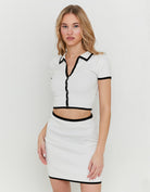 Tally Weijl White Knitted Skirt With Contrasting Trim Black/White view 12