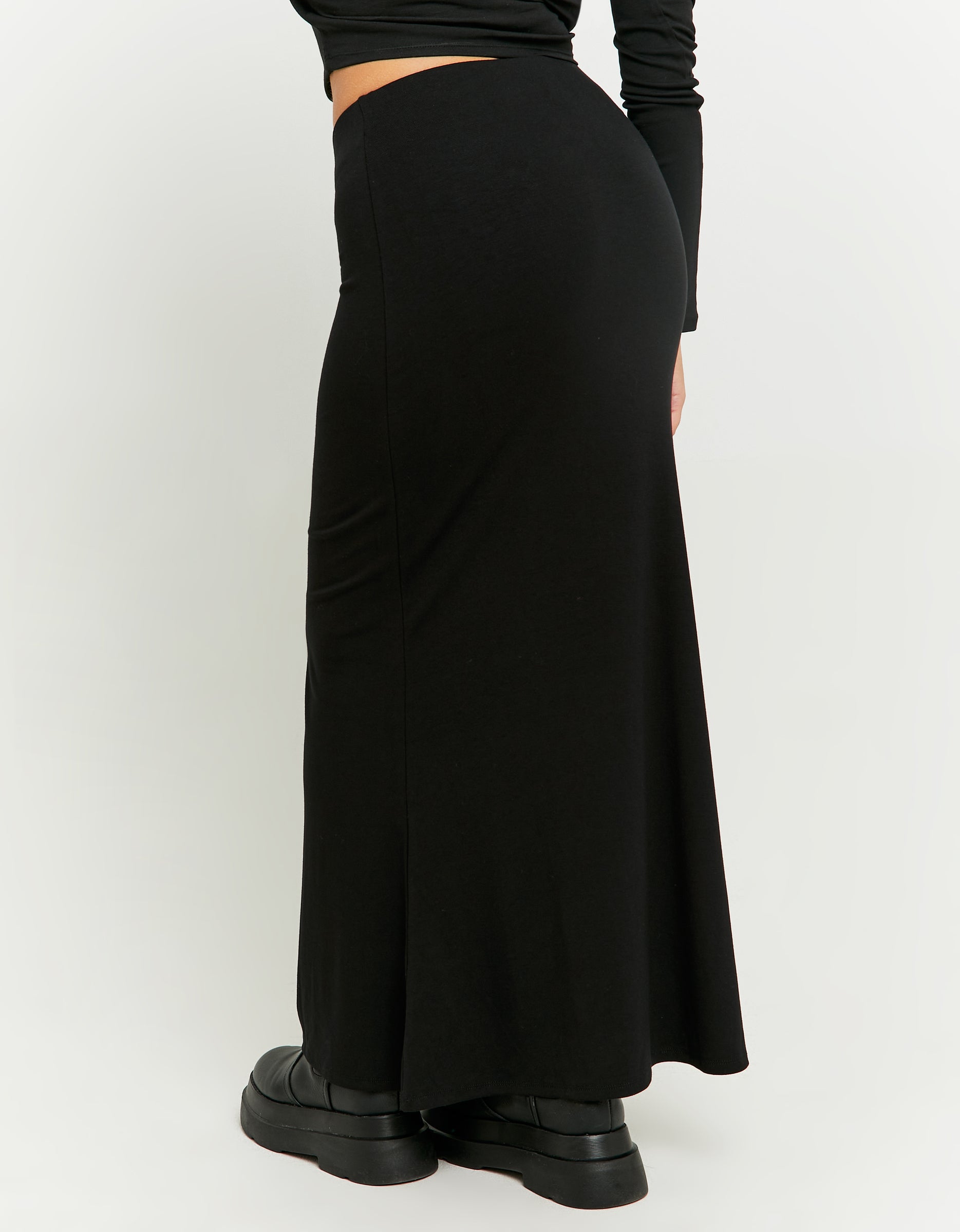 Ladies Black Maxi Skirt-Back View