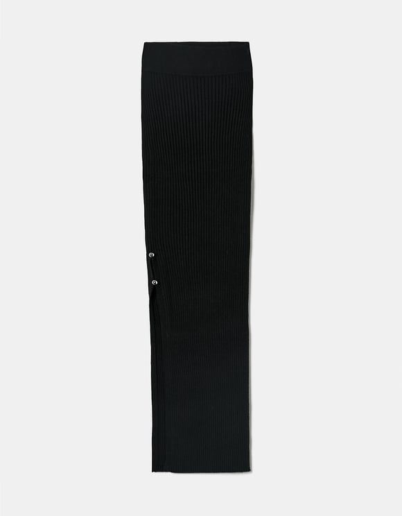 Tally Weijl Black Ribbed Skirt With Slit Black side view
