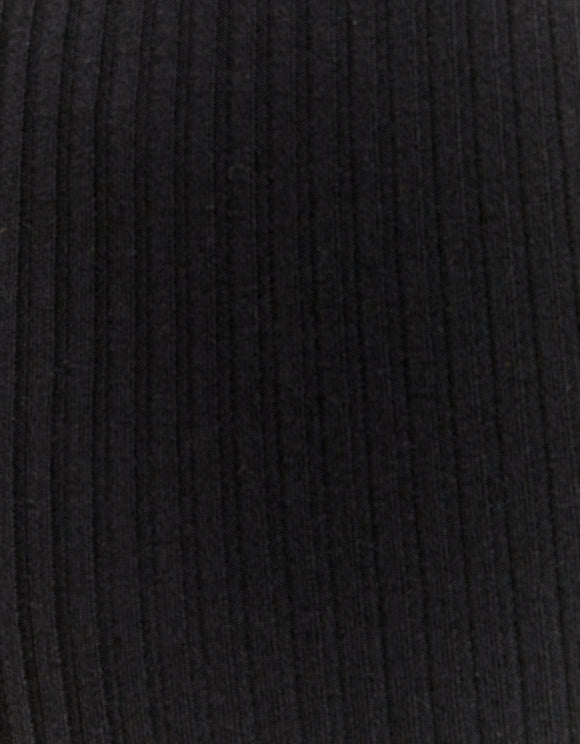 Tally Weijl Black Ribbed Skirt With Slit Black flat front view
