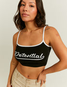Tally Weijl Cropped Black Potential Printed Tank Top Black detail view