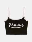 Tally Weijl Cropped Black Potential Printed Tank Top Black back view