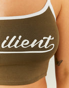 Tally Weijl Cropped Green Resilient Printed Tank Top Green side view
