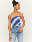 Tally Weijl Striped Crop Top WHITE front view