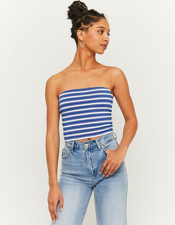 Tally Weijl Striped Crop Top WHITE front view