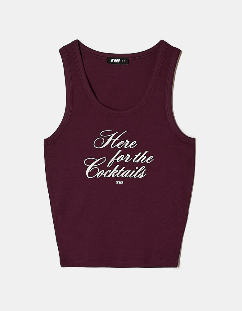 Ladies Purple Tank Top With Print-Ghost Front View