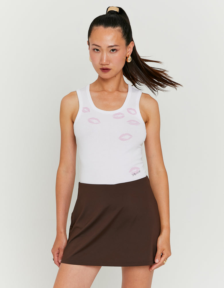 Tally Weijl White Tank Top With Print WHITE model front view