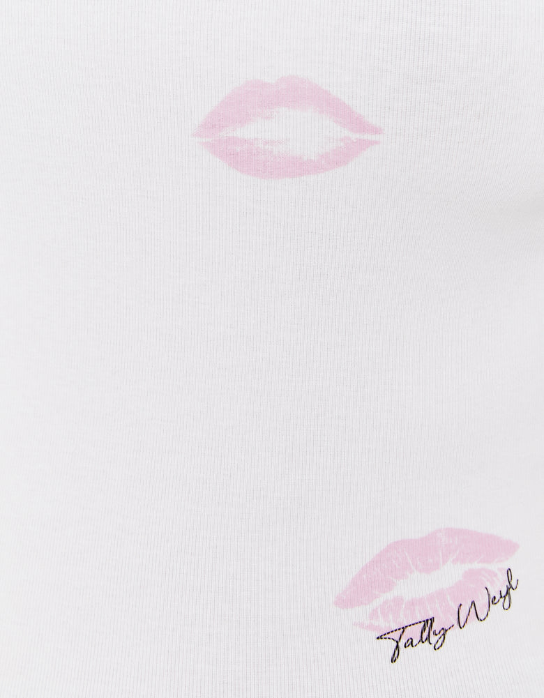 Ladies White Tank Top With Print-Pattern View