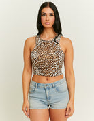 Tally Weijl Leo Print Basic Cropped Tank Top multi front view