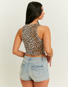 Tally Weijl Leo Print Basic Cropped Tank Top multi model front view