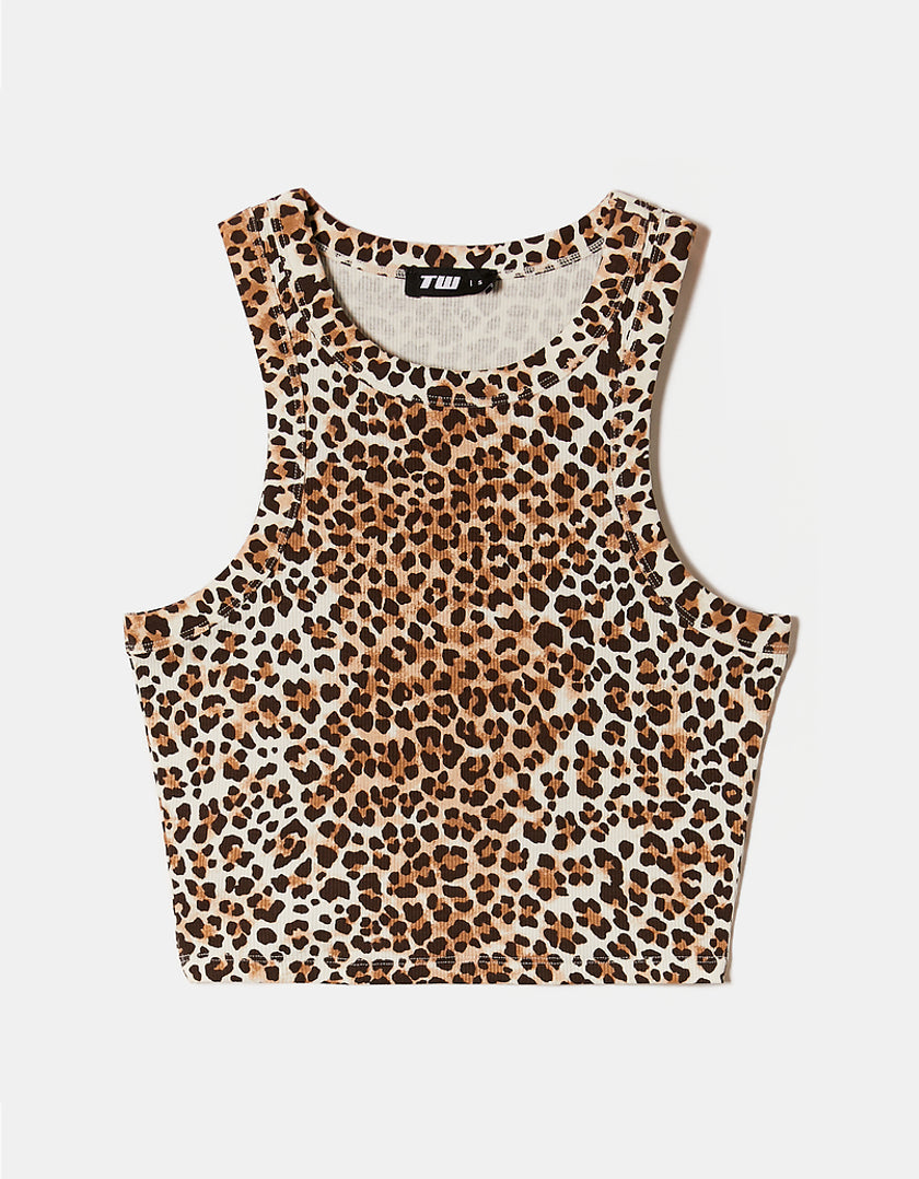 Tally Weijl Leo Print Basic Cropped Tank Top multi back view