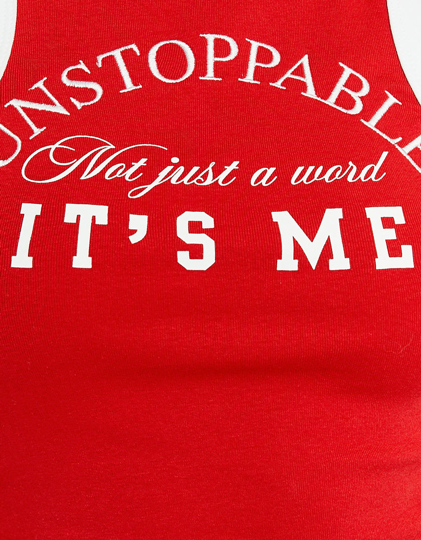 Tally Weijl Red Printed Unstoppable Tank Top Red model back view