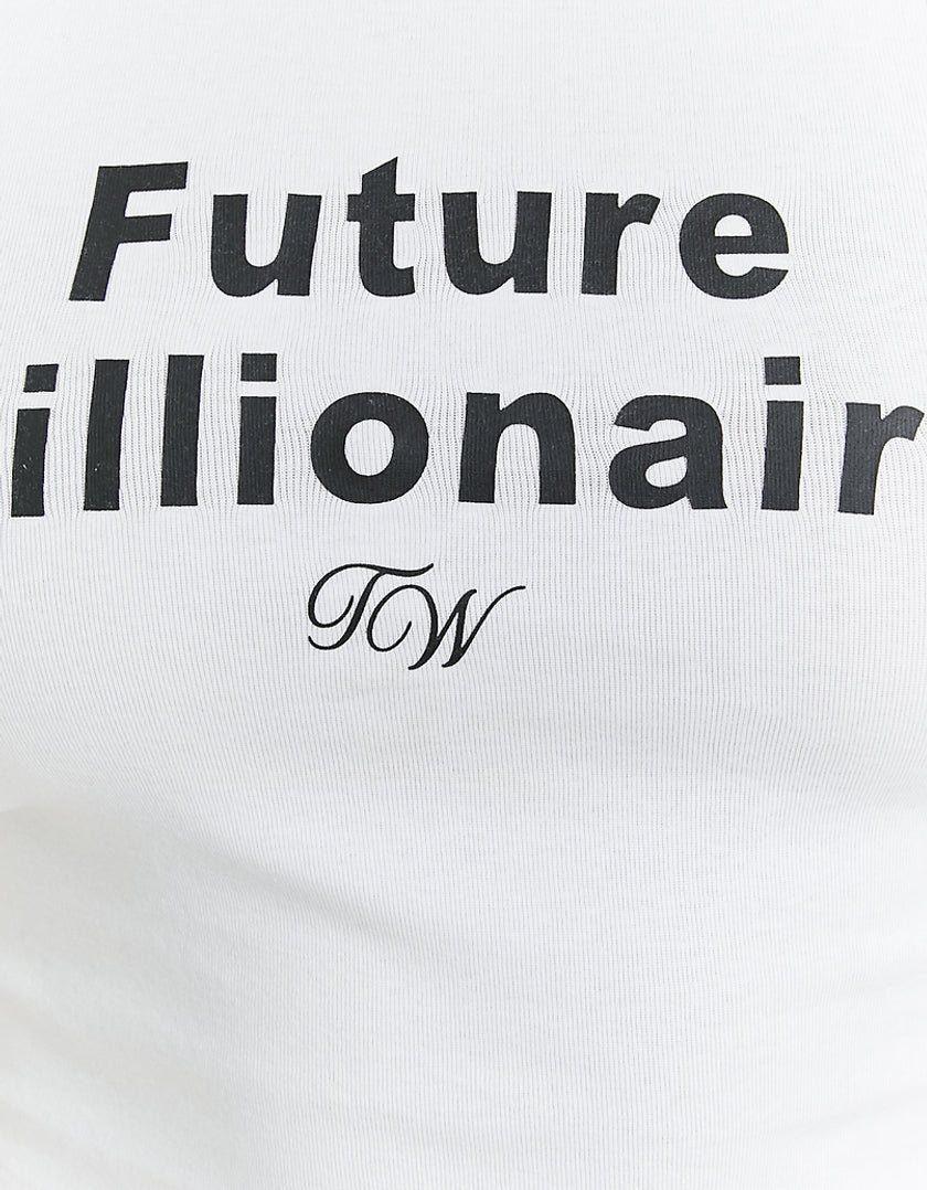 White Future Millionaire Printed Tank Top