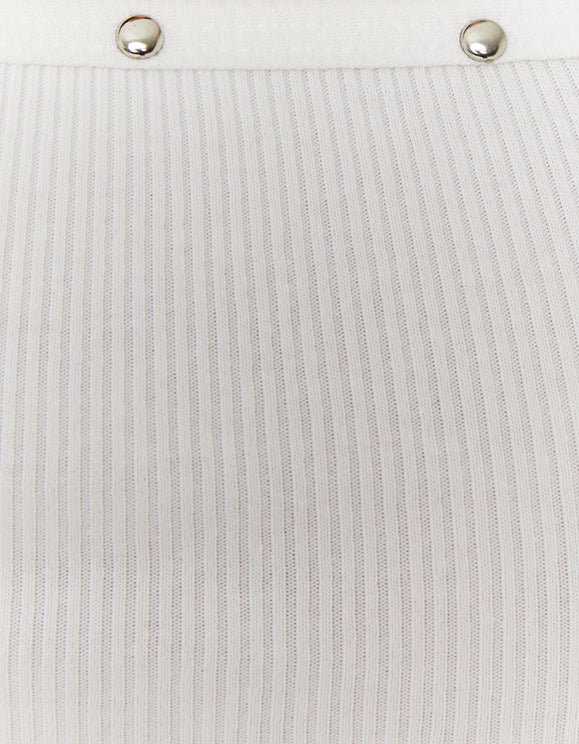 Tally Weijl White Basic Top, close detail view