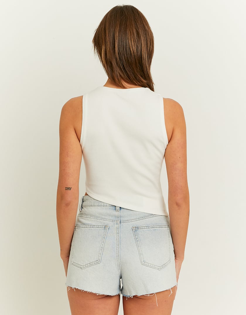 Ladies White Party Crop Top With Rhinestones-Back View