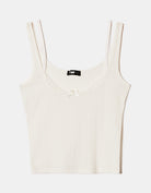Tally Weijl White Basic Tank Top With Lace Insert White full front view