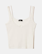 Tally Weijl White Basic Tank Top With Lace Insert White back view