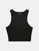 Tally Weijl Black Ribbed Basic Crop Top Black front view