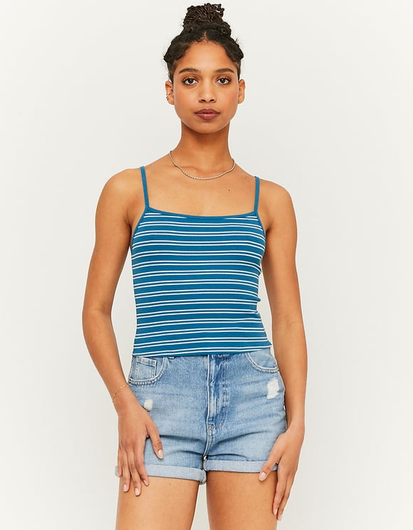 Ladies Striped Tank Top-Front View
