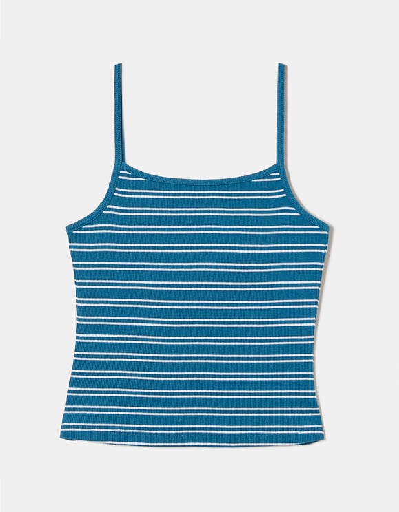 Ladies Striped Tank Top-Ghost Front View