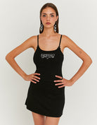 Tally Weijl Black Stappy Top With Espresso Your Day Print Black model front view