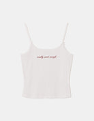 Tally Weijl White Strappy Top With Totally Sweet Enough Print WHITE back view