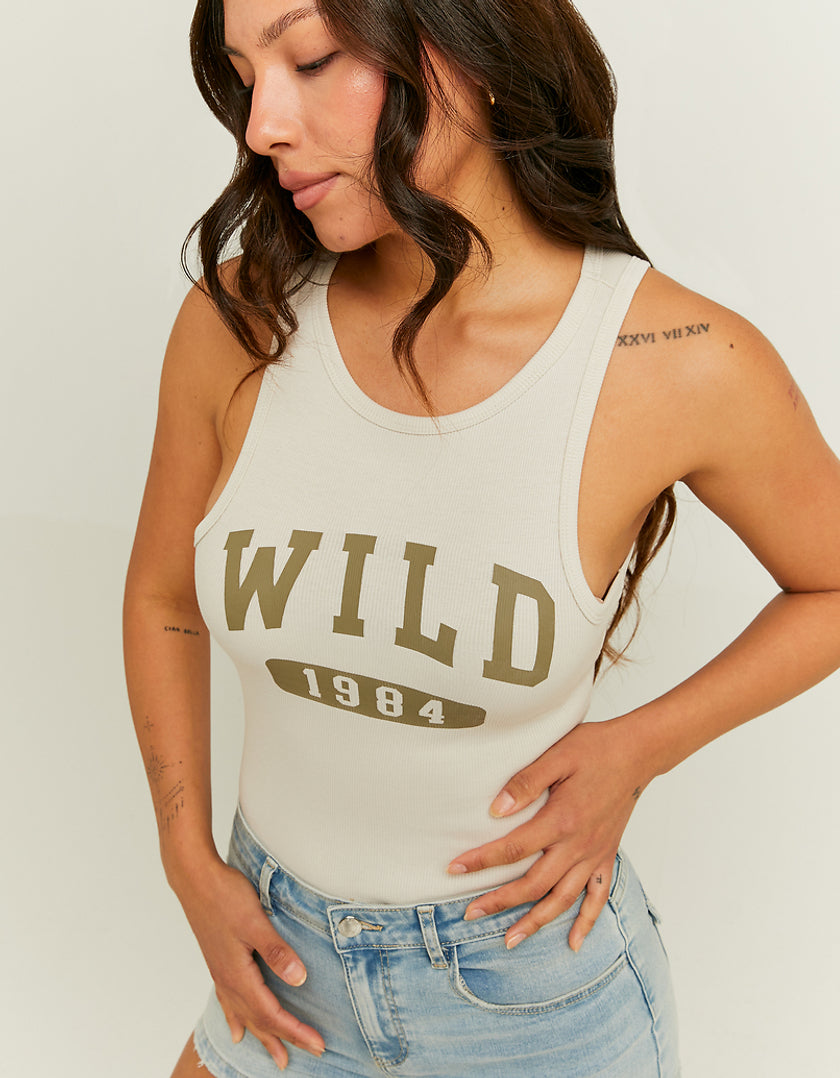 Cropped Beige Wild 1984 Tank Top