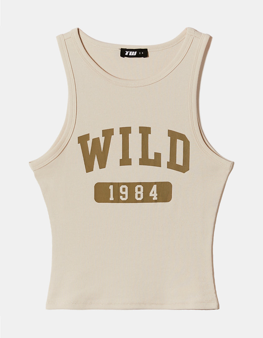 Cropped Beige Wild 1984 Tank Top