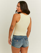 Tally Weijl Cropped Yellow Radiate Positivity Tank Top Yellow model front view