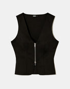 Tally Weijl Black Zip Detail Cropped Top Black back view