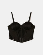 Front view of the black lace corset top by Tally Weijl