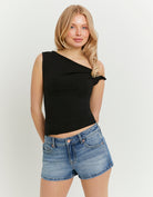 Tally Weijl Black Asymmetric Top BLACK front view