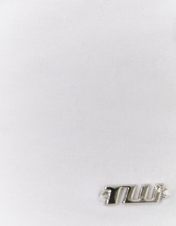 Tally Weijl White Asymmetric Top, detail view