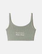 Tally Weijl Green Cropped Next Stop Printed Tank Top Green back view