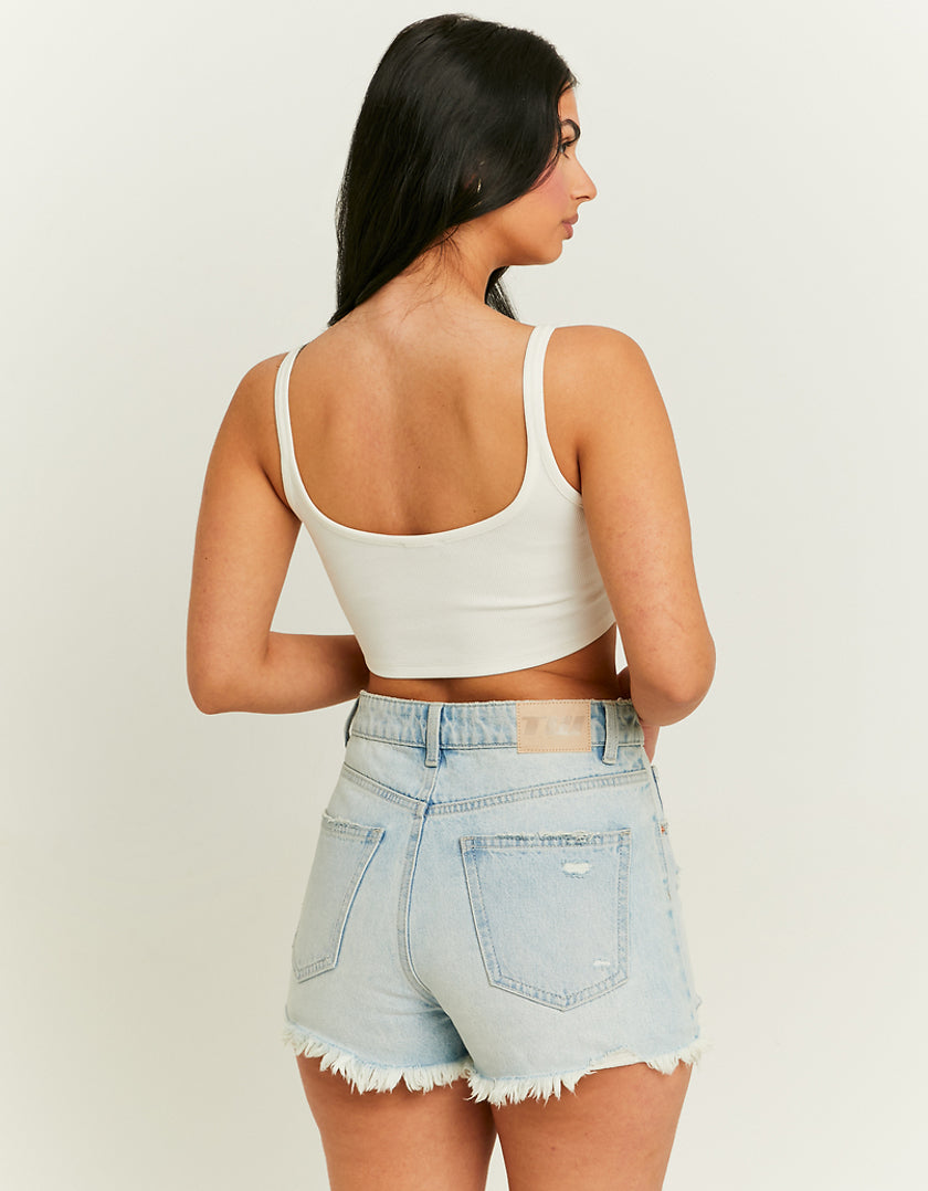 Tally Weijl White Cropped Passenger Princess Printed Tank Top WHITE alternate view