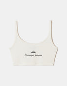 Tally Weijl White Cropped Passenger Princess Printed Tank Top WHITE full front view