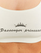 Tally Weijl White Cropped Passenger Princess Printed Tank Top WHITE side view