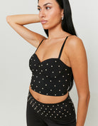 Tally Weijl Black Corset Top With Studs BLACK front view
