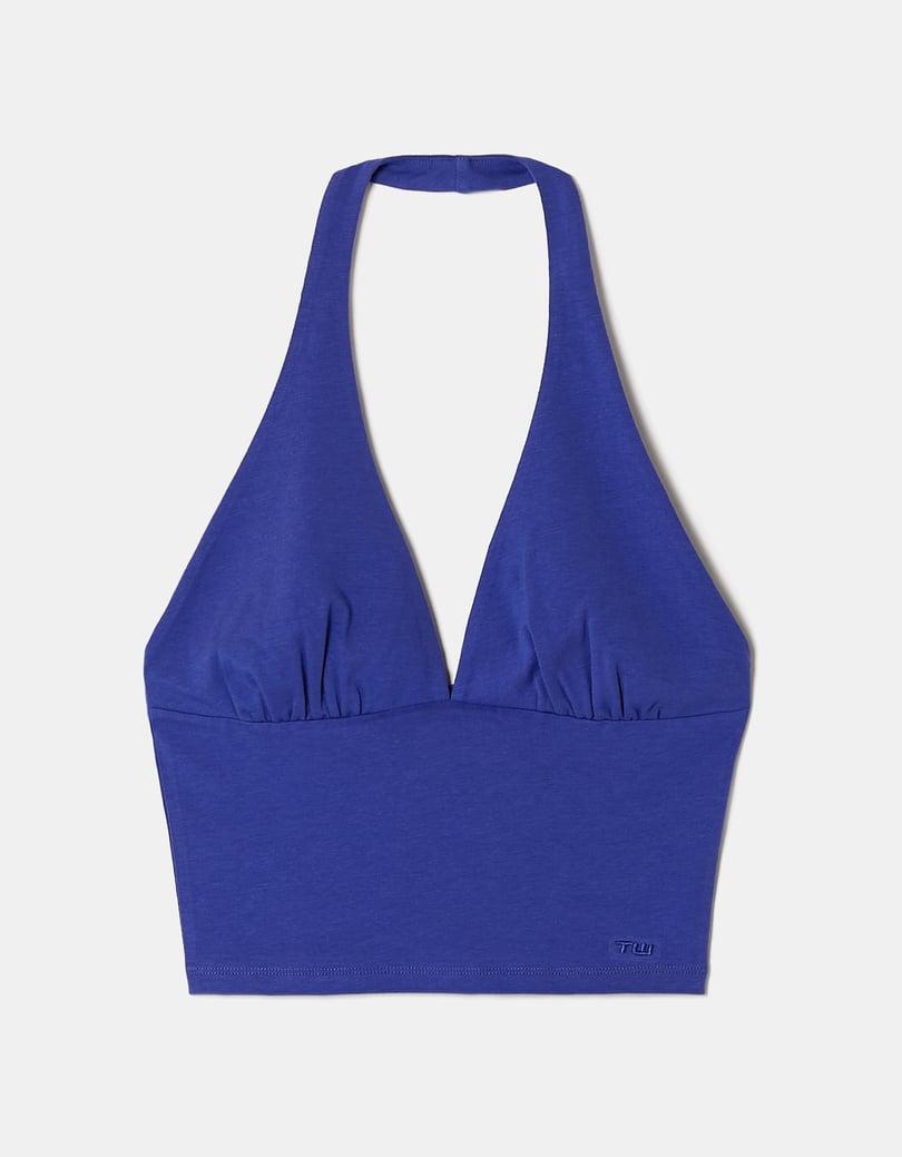 Blue bikini top - Flat View