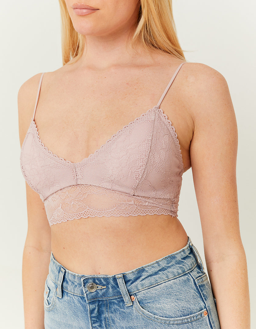Ladies Lilac Lace Bralette-Closer View of Front