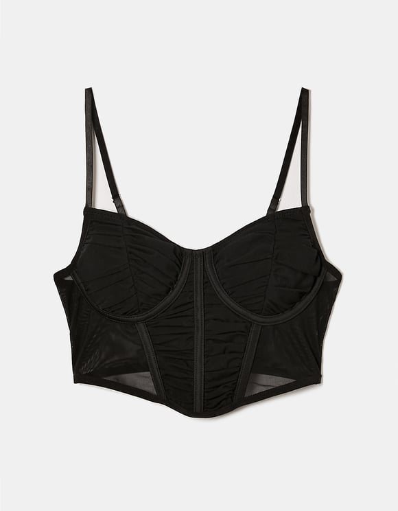 Tally Weijl BLACK MESH CORSET TOP BLACK front view