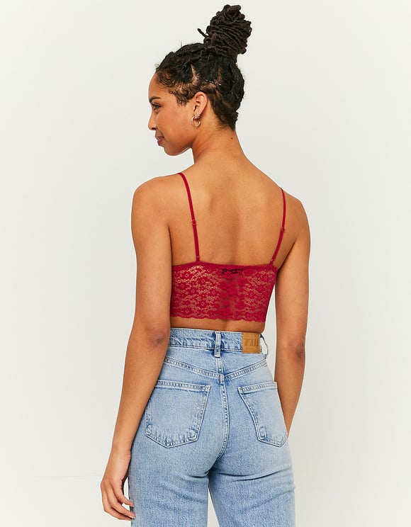 Ladies Pink Bralette With Lace-Model Back View