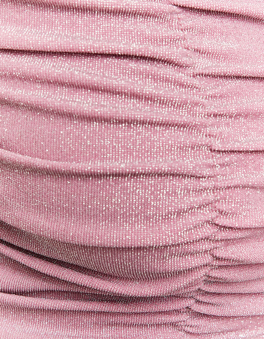 Ladies Pink Lurex Cropped Top-Material View
