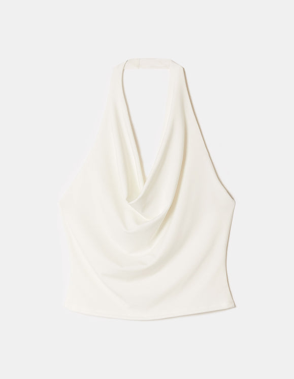 Tally Weijl White Backless Halter Top, front flat lay view