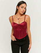 Tally Weijl Red Satin Corset Top RED model front view