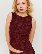 Tally Weijl Burgundy Floral Top Burgundy model front view